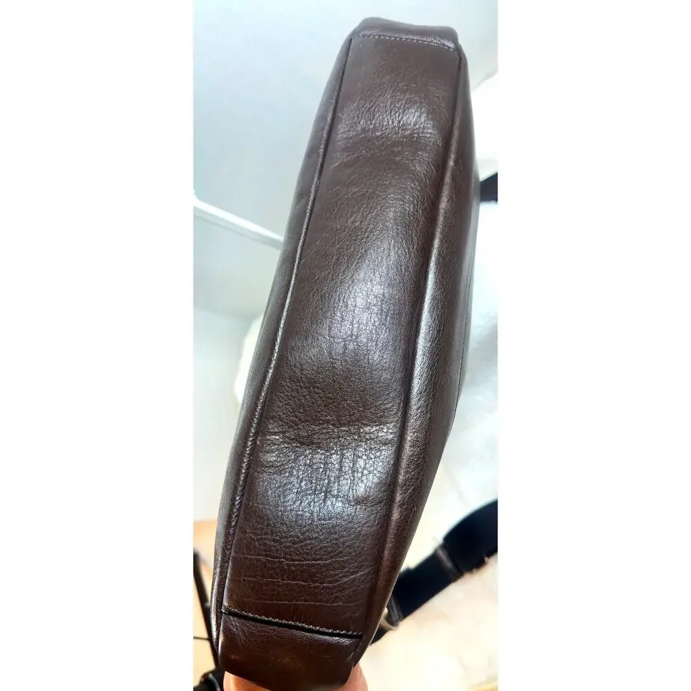 Coach Dark Brown Leather Laptop Bag Briefcase Crossbody Strap EUC